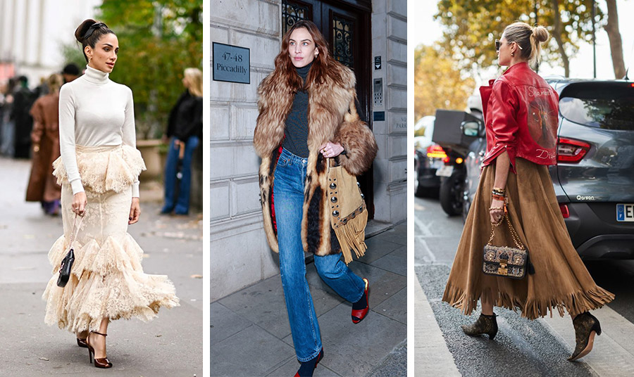 Street style με μποέμ λουκ στο Παρίσι (αριστερά και δεξιά) PHOTOS VIA PINTERST // Η Αlexa Chung με boho chic style PHOTO INSTAGRAM