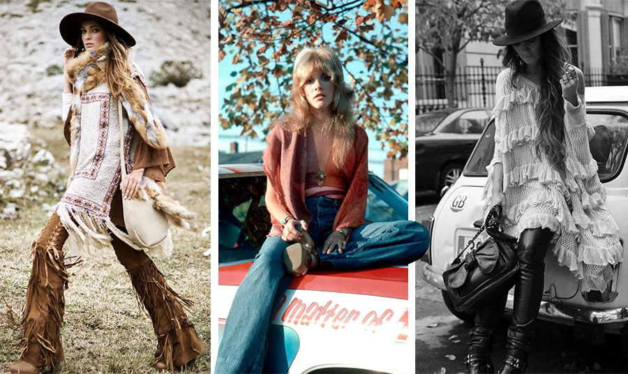 Το κίνημα των χίπις λάτρεψε το στυλ boho, όπως η Stevie Νicks (στο κέντρο) PHOTO VIA PINTEREST // PHOTO REDFERMS // PHOTO VIA PINTEREST