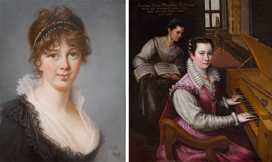 ”Portrait of Mrs Spencer Perceval”, της Elisabeth Louise Vigée Le Brun, 1804 // “Self-Portrait at the Spinet,” Lavinia Fontana, περίπου το 1577