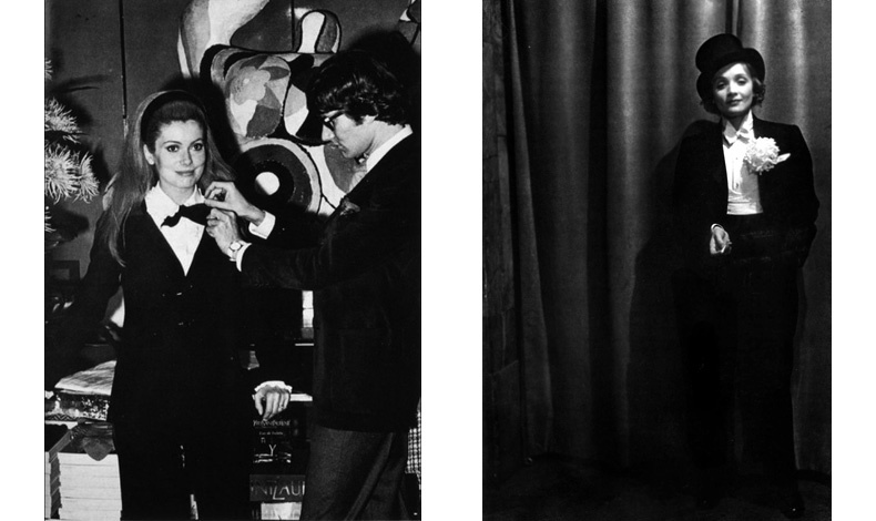 Η Catherine Deneuve και ο Yves Saint Laurent σε πρόβα το 1966 // Η Marlene Dietrich με ημίψηλο και σμόκιν