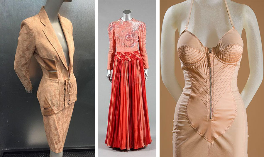 Ταγιέρ, 1980, Jean Paul Gaultier // Φόρεμα, 1985, Valentino // Φόρεμα, 1986, Jean Paul Gaultier