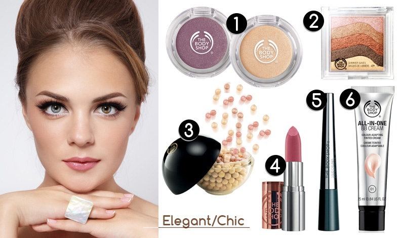 1. Colour Crush Eye Shadow 315 Mon Cherry & Colour Crush Eye Shadow 105 Oh Honey (9,50€) // 2. Shimmer Waves 01 Bronze (20,00€) // 3. Shimmer Bauble (15,50€) // 4. Colour Crush Lipstick 330 Spice Things Up (11,50€) // 5. Liquid Eye liner 01 black (10,50€) // 6. All-in-One BB Cream 01 (14,00€) [όλα τα προϊόντα είναι της The Body Shop]