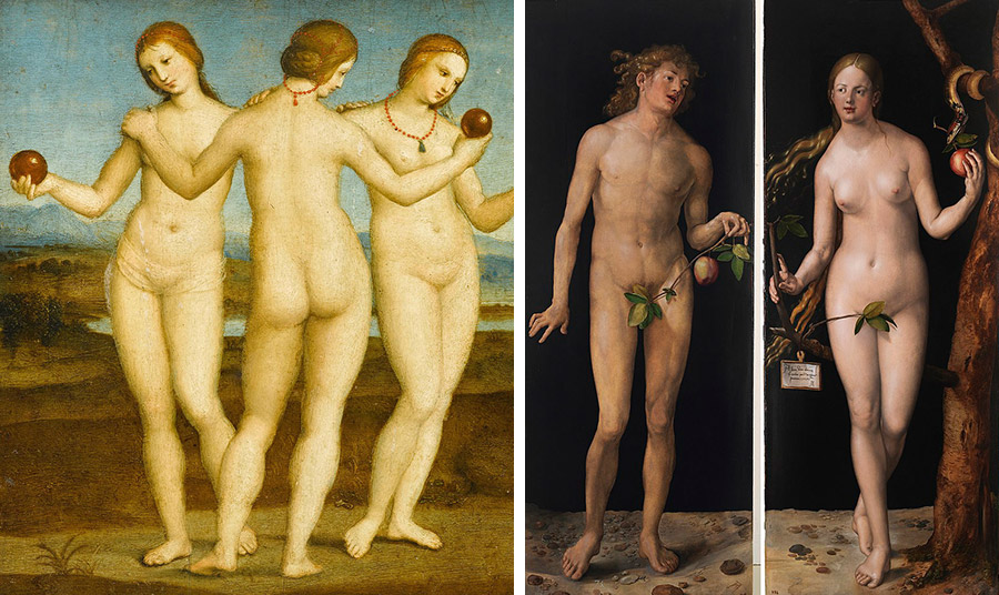 The Three Graces” by Raphael // “Adam and Eve” by Albrecht_Dürer