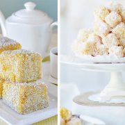 Μίνι lamington με αμύγδαλα και σιρόπι λεμονιού