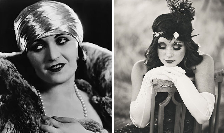 H Pola Negri και μοντέλο της εποχής με το έντονο μακιγιάζ στα μάτια 